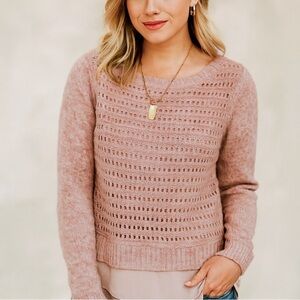 The Limited Women's Marled Pink Wool Blend  Knit  layered sweater ❤️